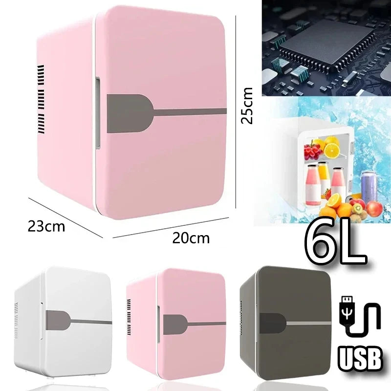 6L Auto Mini Kühlschrank Schönheitskosmetik Maske Make-up Hautpflege Kühlschrank Halbleiter USB Beheizter Kühl-Dormitory-Kühlschrank