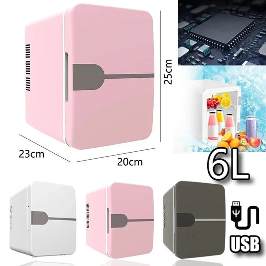 Mini Réfrigérateur de Voiture 6L, pour Cosmétiques, Masques, Maquillage, Soins de la Peau, Réfrigérateur Semi-conducteur USB Chauffant et Refroidissant pour Dortoir