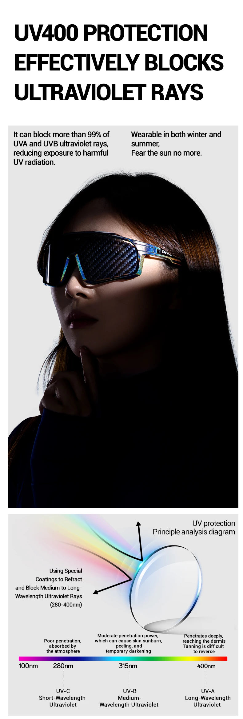 KAPVOE Nouvelle Technologie Nano Lentilles Lunettes de Cyclisme Lunettes de Soleil Sportives de Plein Air Vélo Hommes Femmes VTT Bicyclette UV400 Lunettes
