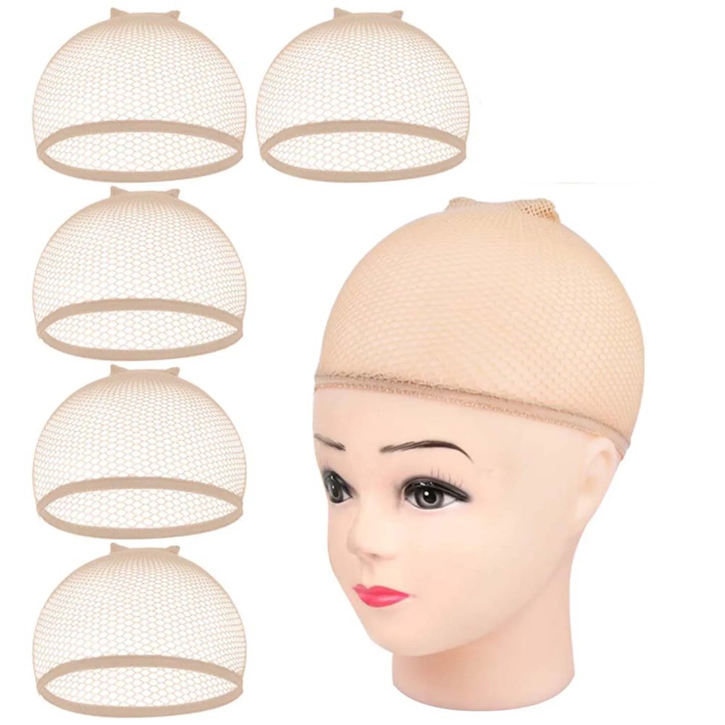 1/3/5 PCS Black Wig Net Caps Durable Elastic Mesh Head Cover Fishnet Hat Close End Hair Styling Accessories for Men and Women