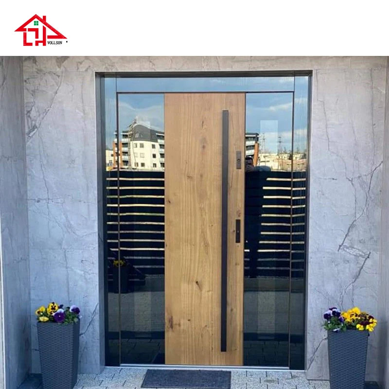 Moderne Aluminium-Haustür mit Milchglas, hochsichere Außentür, maßgefertigtes Design für Wohnvilla