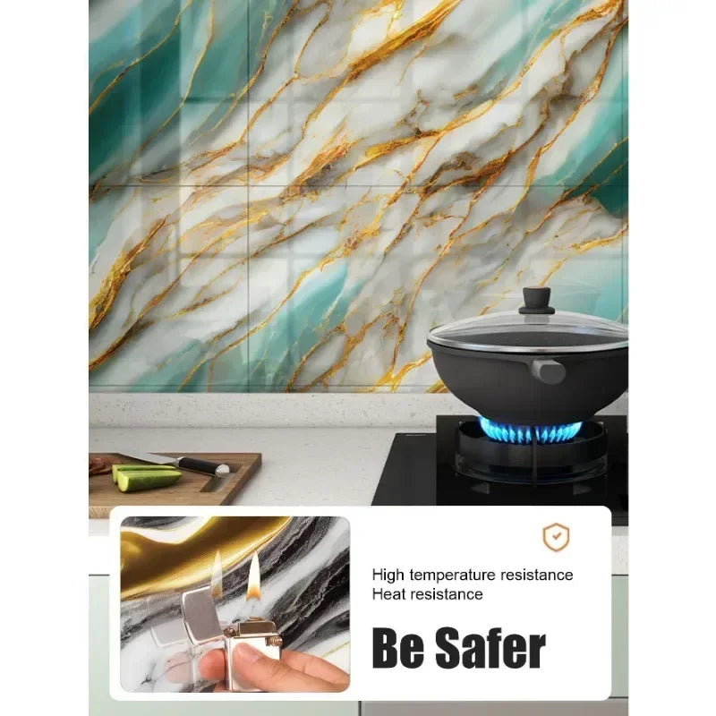 10 autocollants muraux 3D effet marbre, étanches, auto-adhésifs pour salle de bain, cuisine, rénovation murale et décoration intérieure