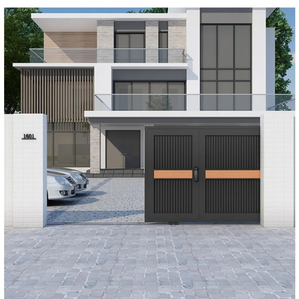 EXW Porte coulissante de villa en alliage d'aluminium moderne et simple, jardin extérieur, traduction artistique électrique, entrée de garage sécurisée.