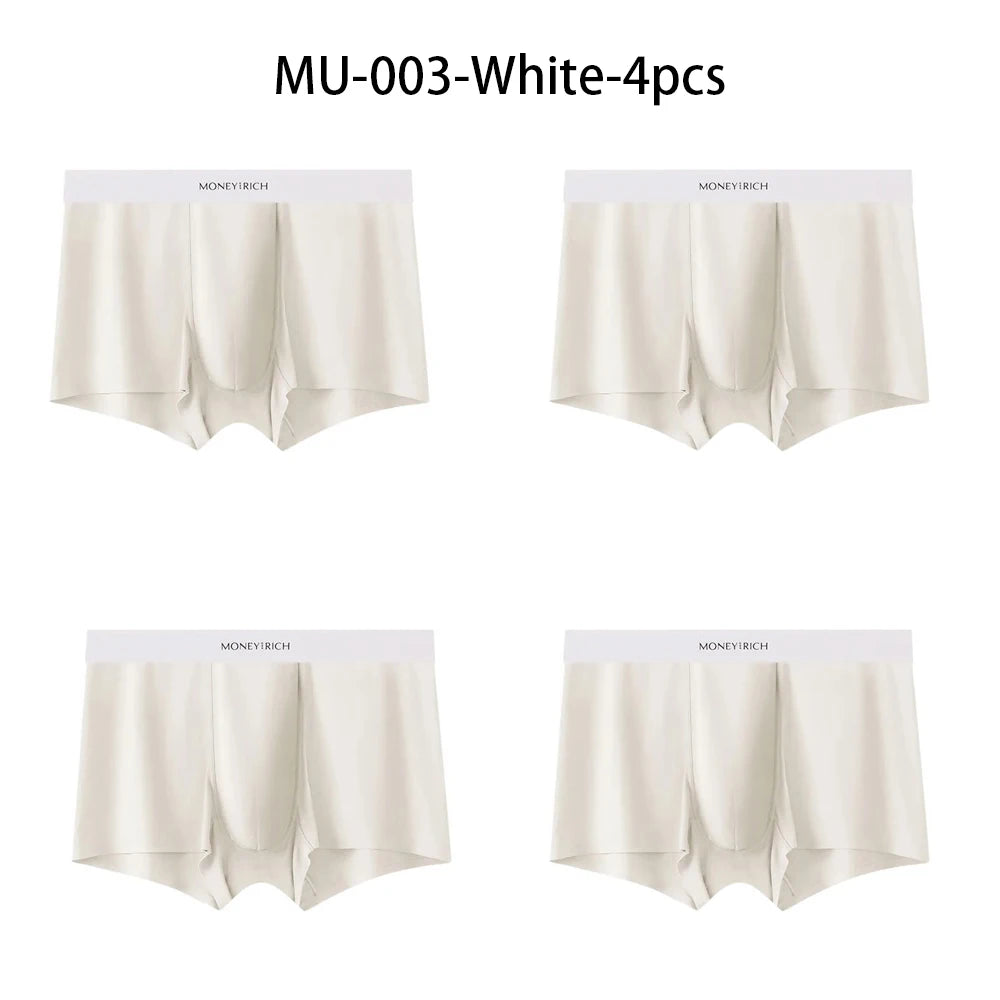 Herren 4er-Pack Feuchtigkeitsableitende, schnelltrocknende, nahtlose, antibakterielle Boxershorts mit hoher Elastizität, rutschfeste Sportunterwäsche