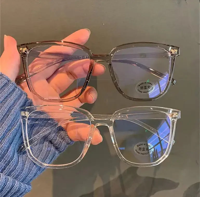 Lunettes de myopie élégantes à monture transparente pour femmes et hommes, anti-lumière bleue, carrées, avec dioptrie négative, monture optique