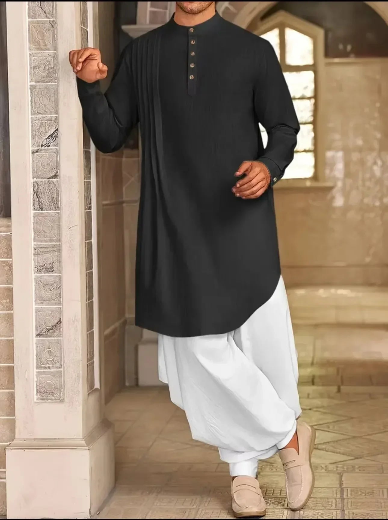 Chemise musulmane ample en coton pour homme du Moyen-Orient, arabe, malaisien, nouveauté 2025