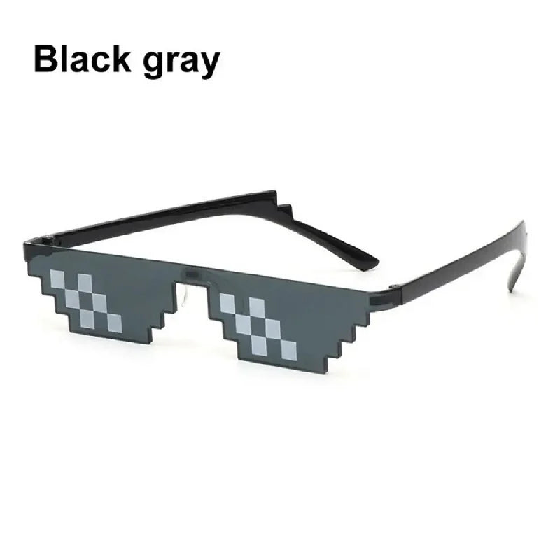 2Pcs Mosaic Sunglasses Cool Party Vintage Shades Eyewear For Men Pixelated Sunglasses Funny Women Glasses
