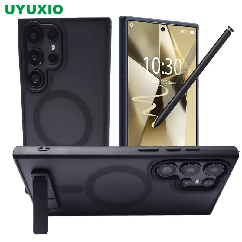 UYUXIO Magnetische Handyhülle mit Ständer für Samsung Galaxy S26 S25 S24 S23 Ultra FE S22 Plus A16 A55 A56 Standhüllen