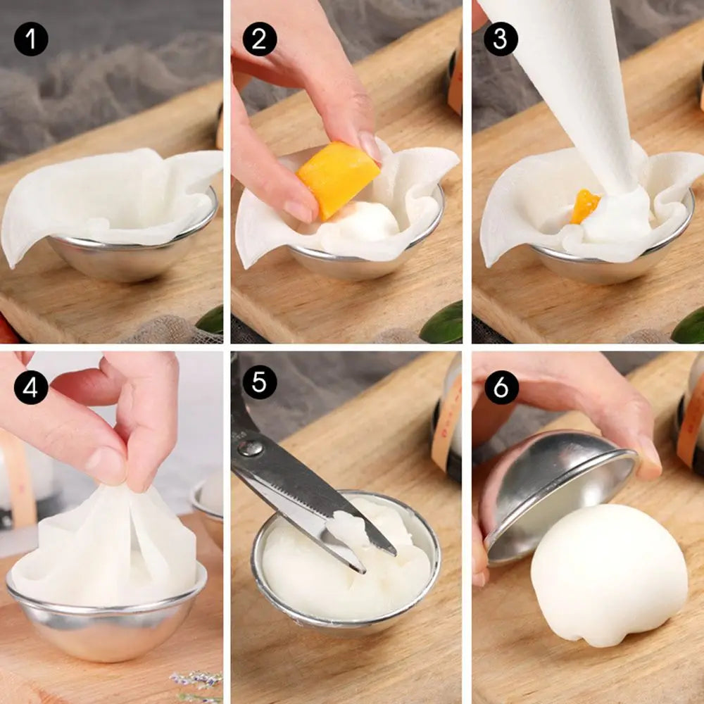 Sphere Bath Half Round Daifuku Dessert Pan Tin Baking 3D Aluminum Ball Mochi Mold Cake Pastry Mould Snowball