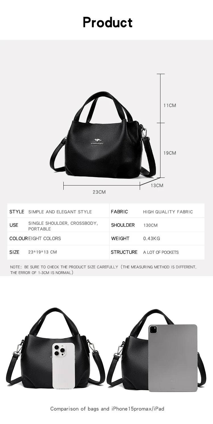 Damen Handtaschen aus weichem Leder Luxus Designer Handtasche Einfarbig Damen Schulter Umhängetasche und Geldbörse Pendler-Tasche