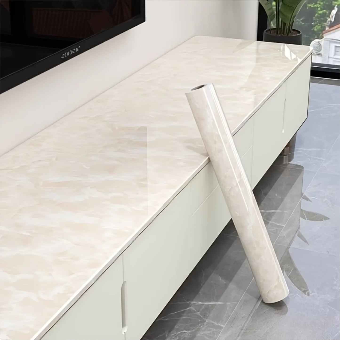 Papier Adhésif Marbre Rose Brillant Auto-Adhésif Comptoir de Cuisine Papier Peint Granit Imperméable Anti-Huile Autocollant pour Décoration d'Intérieur