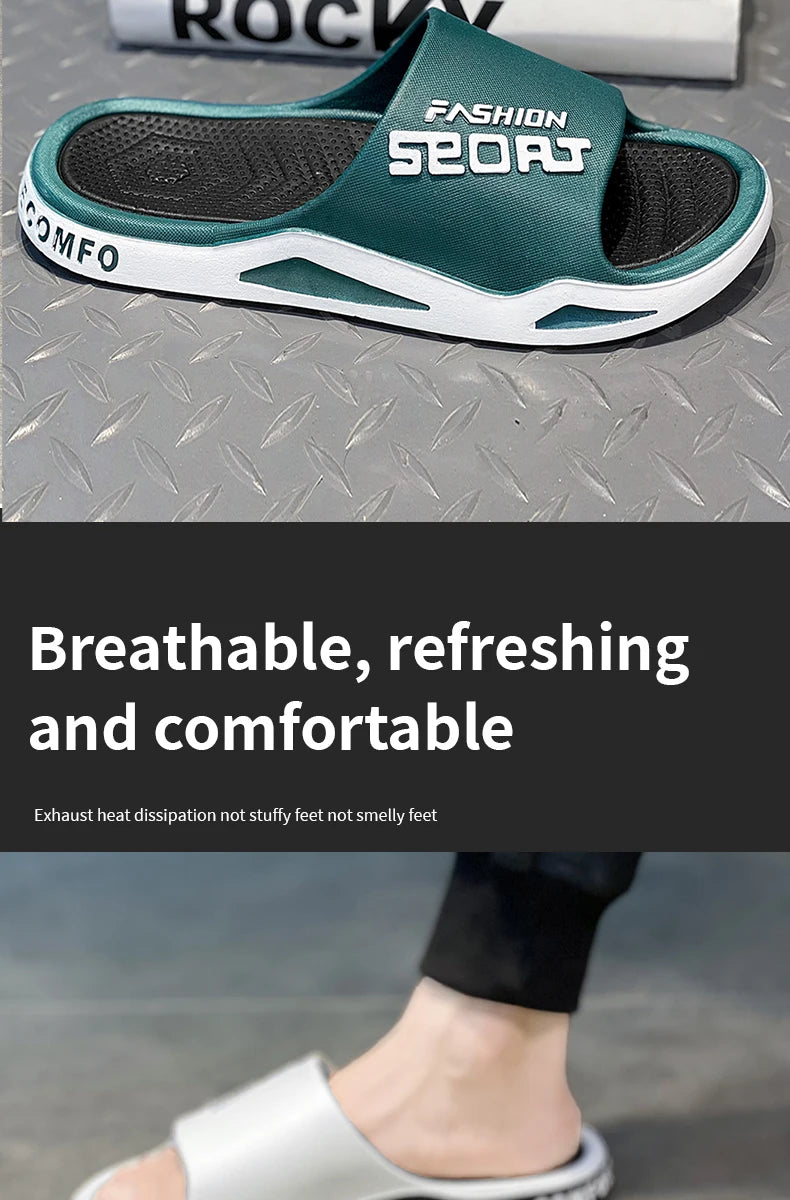 Fashion&Sports Herren Sommerslipper Rutschfeste PVC-Robuste Hausschuhe Outdoor-Strand-Flip-Flops für Herren Bequeme Hausschuhe