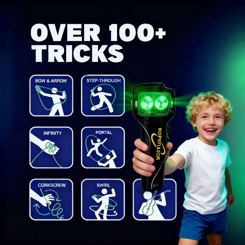 High-End Intelligent Electric Glow Rope Launcher with Adjustable Speed Rotating Circular Rope Toy for Stress Relief  Fun Learn