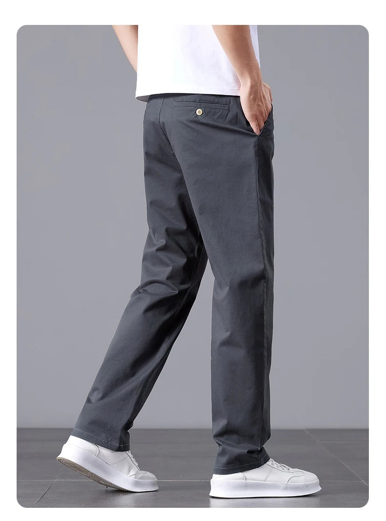 2025 Stretch Herrenhose Straight Fit Baumwolle Golfhose Herren Frühling Sommer Anzughose Büro Arbeit Freizeit Schwarz Marineblau Khaki