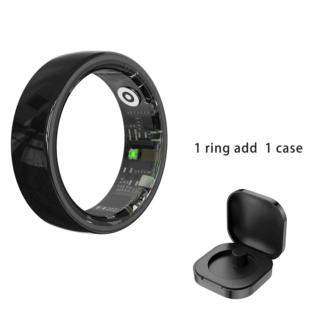 Bague Intelligente R12 Étanche 5ATM avec Étui de Chargement Hommes Femmes Moniteur de Fréquence Cardiaque et de Sommeil Smart Ring Sport Pour Téléphone Xiaomi Samsung