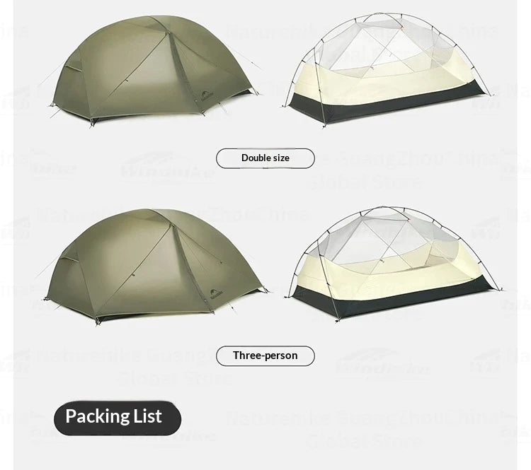 Naturehike Mongar UL BASE PRO 123 People Tent Trekking Backpacking Shelter Tent 20D Nylon Waterproof Ultralight Outdoor Camping