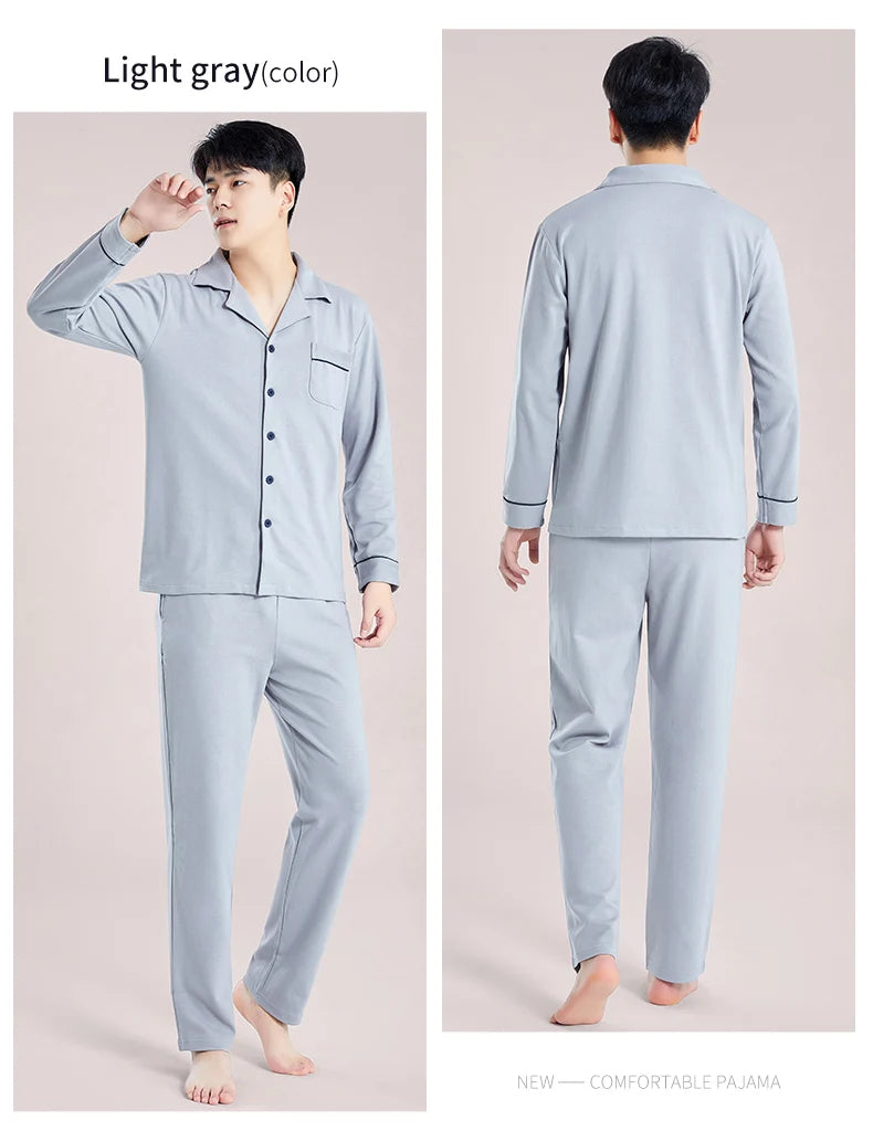 Pyjama d'hiver 100 % coton pour homme, bleu, vêtement de nuit chaud, pyjama en coton à carreaux, grandes tailles