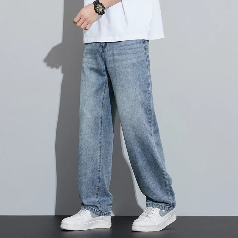 2025 Frühjahr/Sommer Neue Herren Lyocell Loose Jeans Sommer Dünn Atmungsaktiv Straight Leggings Retro Business Casual Mode Koreanisch M