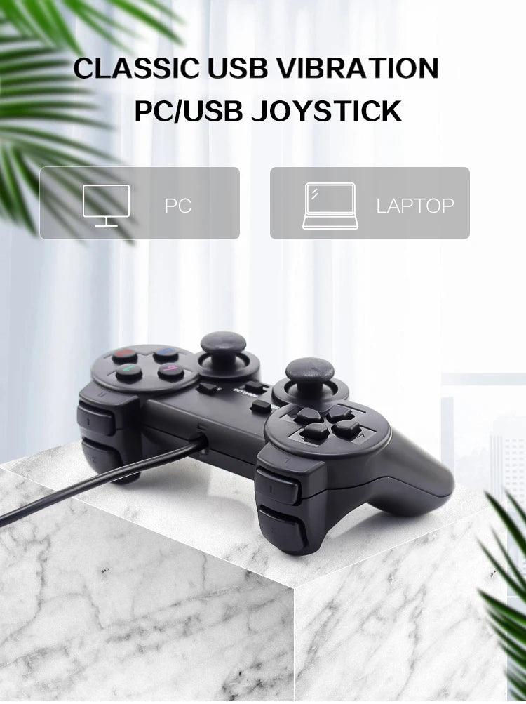 Manette de jeu USB filaire avec double vibration analogique pour console PS2 PlayStation 2 PC, prête à l'emploi