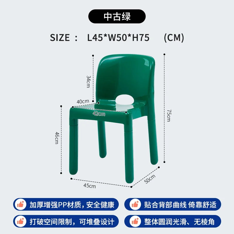 Chaise de salle à manger créative haut de gamme de luxe léger, chaise à dossier en plastique de style nordique du milieu du siècle, simple et à la mode