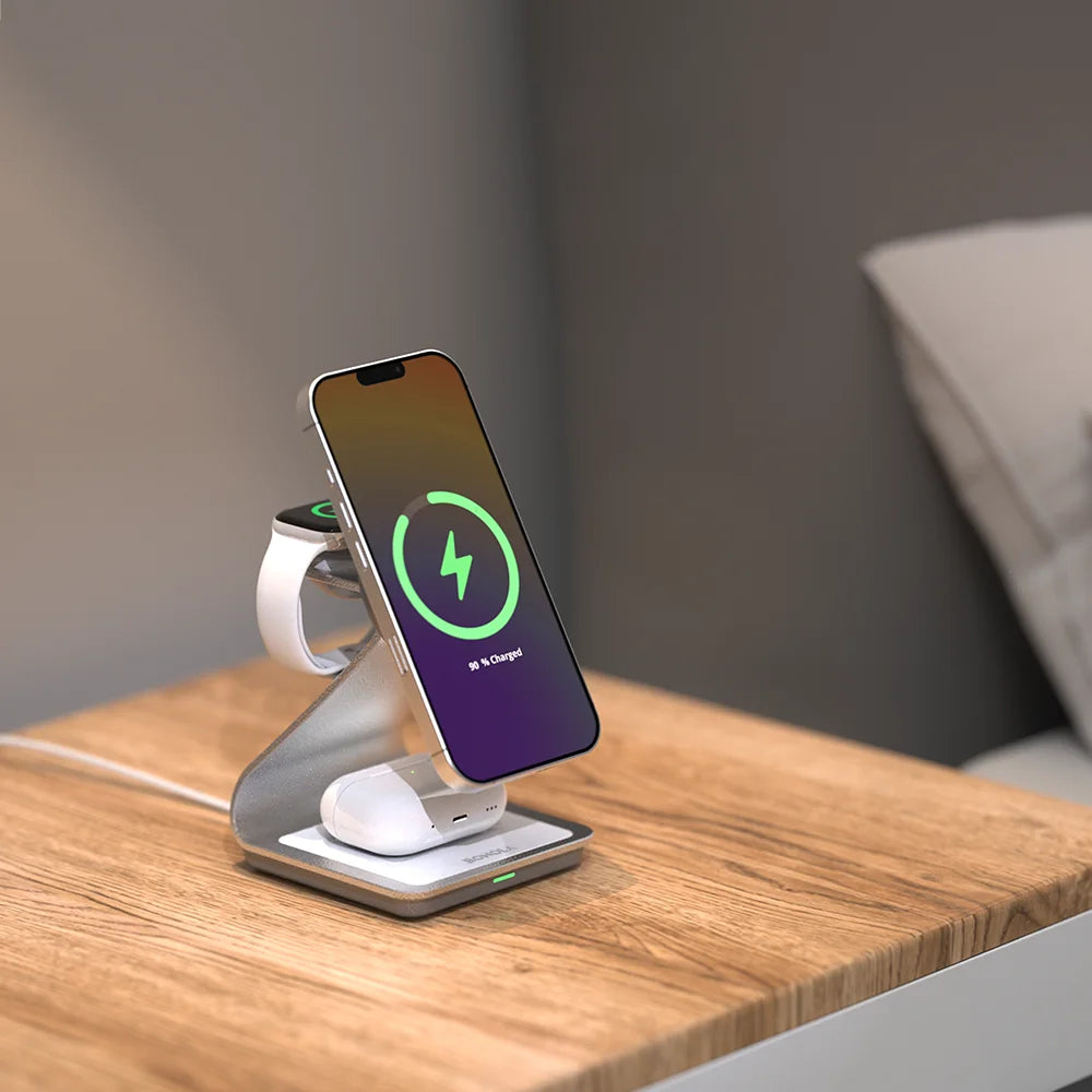 Bonola Magnetic 3 in 1 Wireless Charger for iPhone 17/16/15/13/14/12 30W Wireless Charging Station for Apple Watch/AirPods Pro