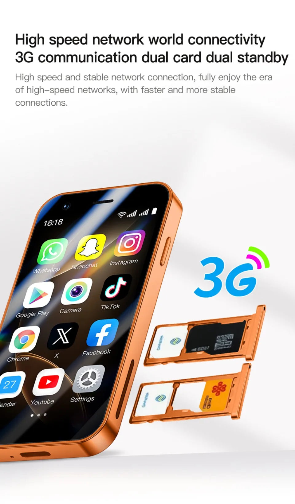 SOYES A17 Mini Android8.1 Smartphone 3.0 Zoll 2GB RAM 16GB ROM Dual SIM Standby Play Store 3G kleines Telefon