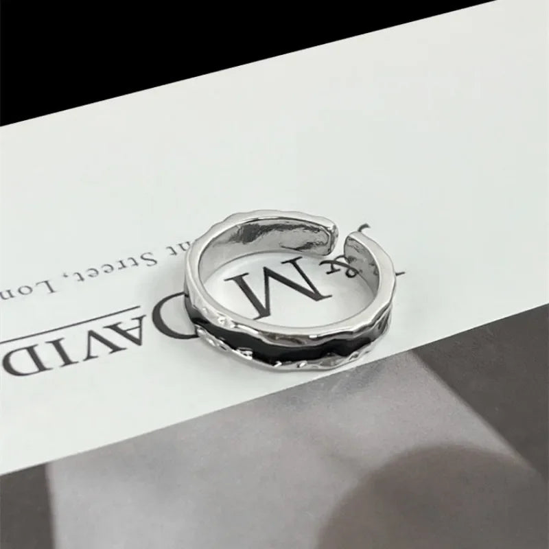 Bague ouverte Goth Punk Fashion Oil Drip pour femmes et hommes, anneau de doigt réglable irrégulier, bijoux de mariage tendance