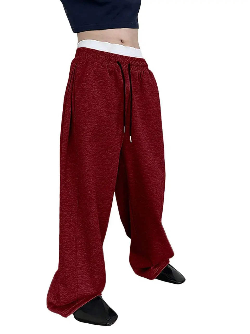 Pantalon de survêtement large Y2K Harajuku pour femmes, streetwear, ample, surdimensionné, gris, de sport, taille haute, avec cordon de serrage, décontracté