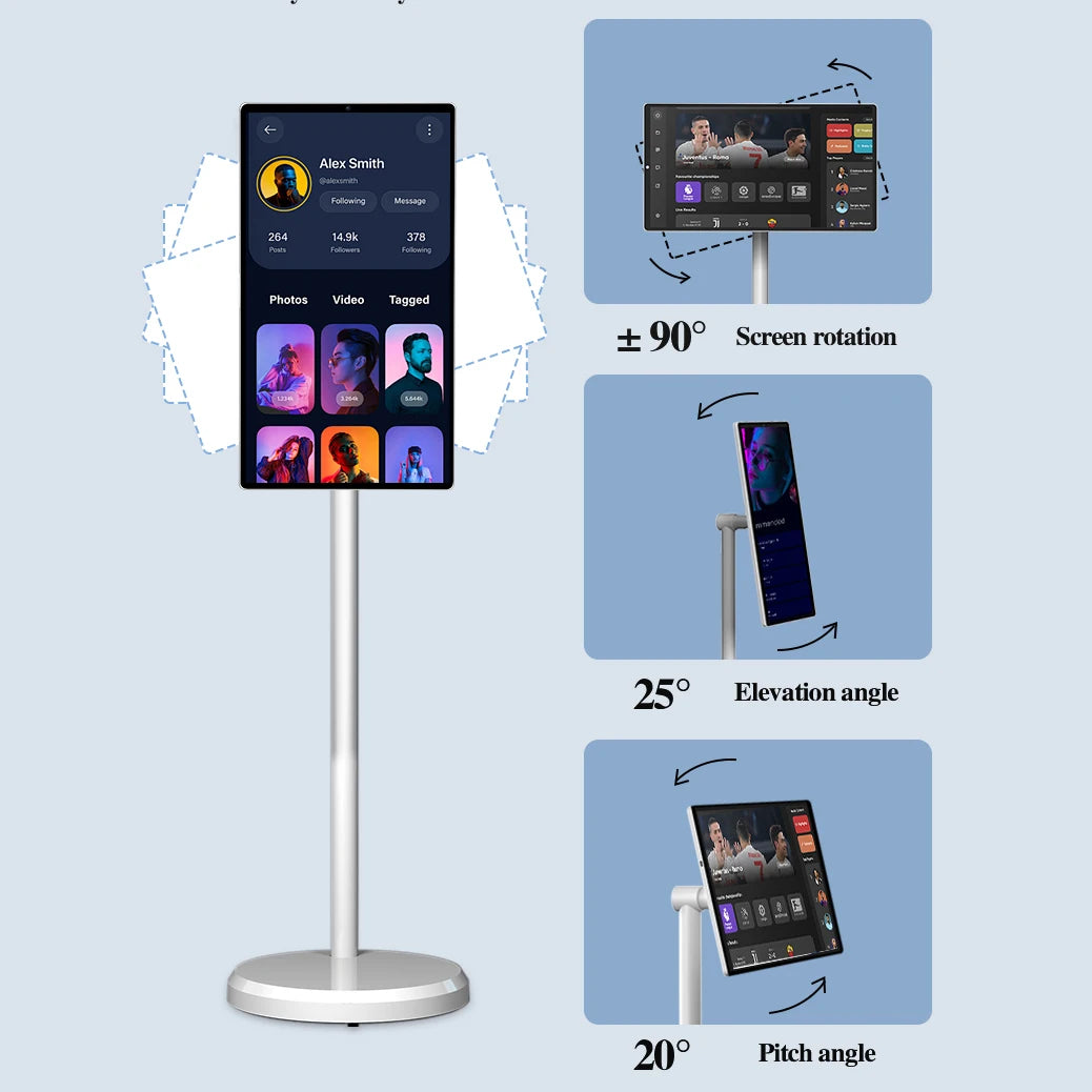 Téléviseur portable LCD 21,5 pouces intelligent 6G+128G, téléviseurs intelligents portables avec caméra intégrée, diffusion d'écran sans fil, téléviseur intelligent