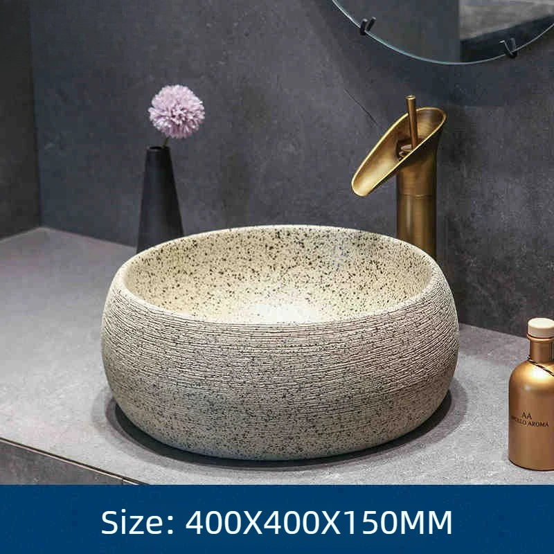Vintage Art Ceramic Bathroom Sink Scratch Resistant Wear-resistant Easy Clean Washbasin Durable Household Bathroom Fixture