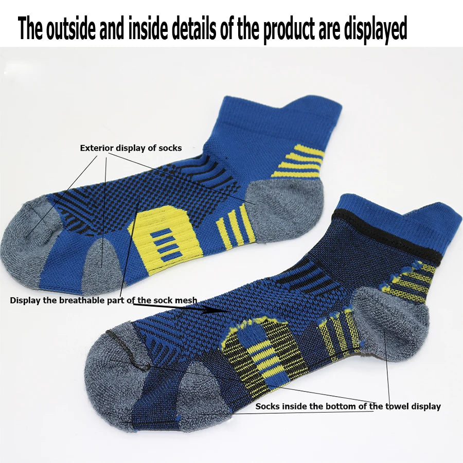 5 Paar neue Herrensocken, Frühling, knöchelhoch, dick gestrickt, Sportsocken, Outdoor, Fitness, atmungsaktiv, schnell trocknend, strapazierfähig, kurze Laufsocken