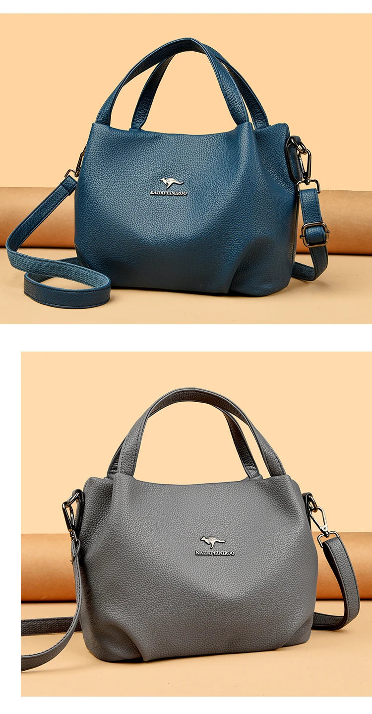 Damen Handtaschen aus weichem Leder Luxus Designer Handtasche Einfarbig Damen Schulter Umhängetasche und Geldbörse Pendler-Tasche