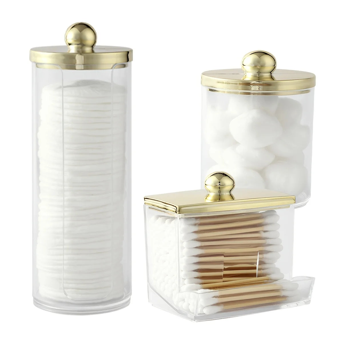 3 Stück Q-Tip-Halter Spender Aufbewahrungsbox Badezimmer Organizer Behälter für Wattestäbchen/Wattepads/Watterondellen