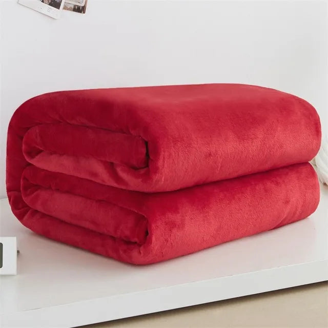 Couvertures en flanelle polaire corail 230 g/m² pour lits, couleur unie bleue rose, douce, chaude et fine, couvre-lit, housse de canapé, couverture plaid en fausse fourrure.