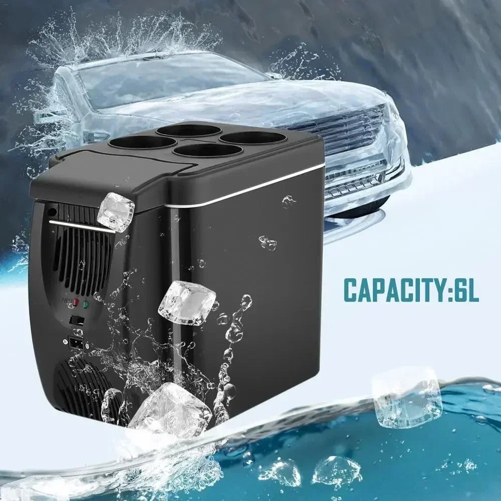 6L Tragbarer Kompakter Mini-Kühlschrank 12V Auto-Kühlschrank Gefrierfach für Campingreisen Elektrische Kühlbox Sommer Outdoor-Kühlschrank