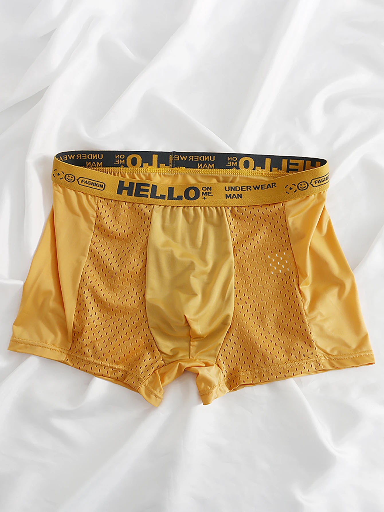 6er-Pack Herrenunterwäsche Semi-Mesh Boxer Shorts – „HELLO“-Bund, leicht, weich und atmungsaktiv Herrenunterhosen