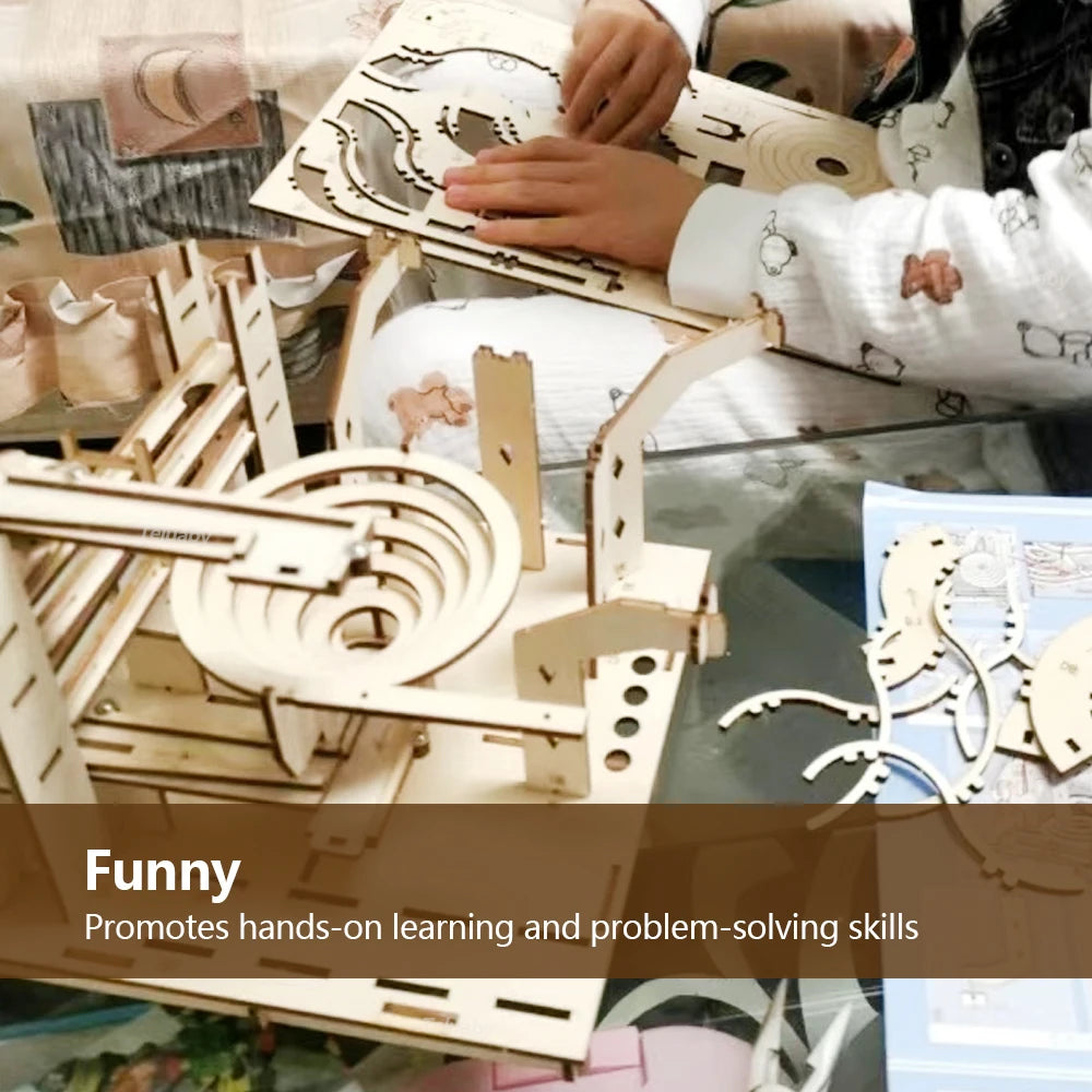 Maquette mécanique 3D en bois à monter soi-même – Kits de construction – Jeu de labyrinthe à billes avec 4 billes – Cadeau pour adultes et enfants