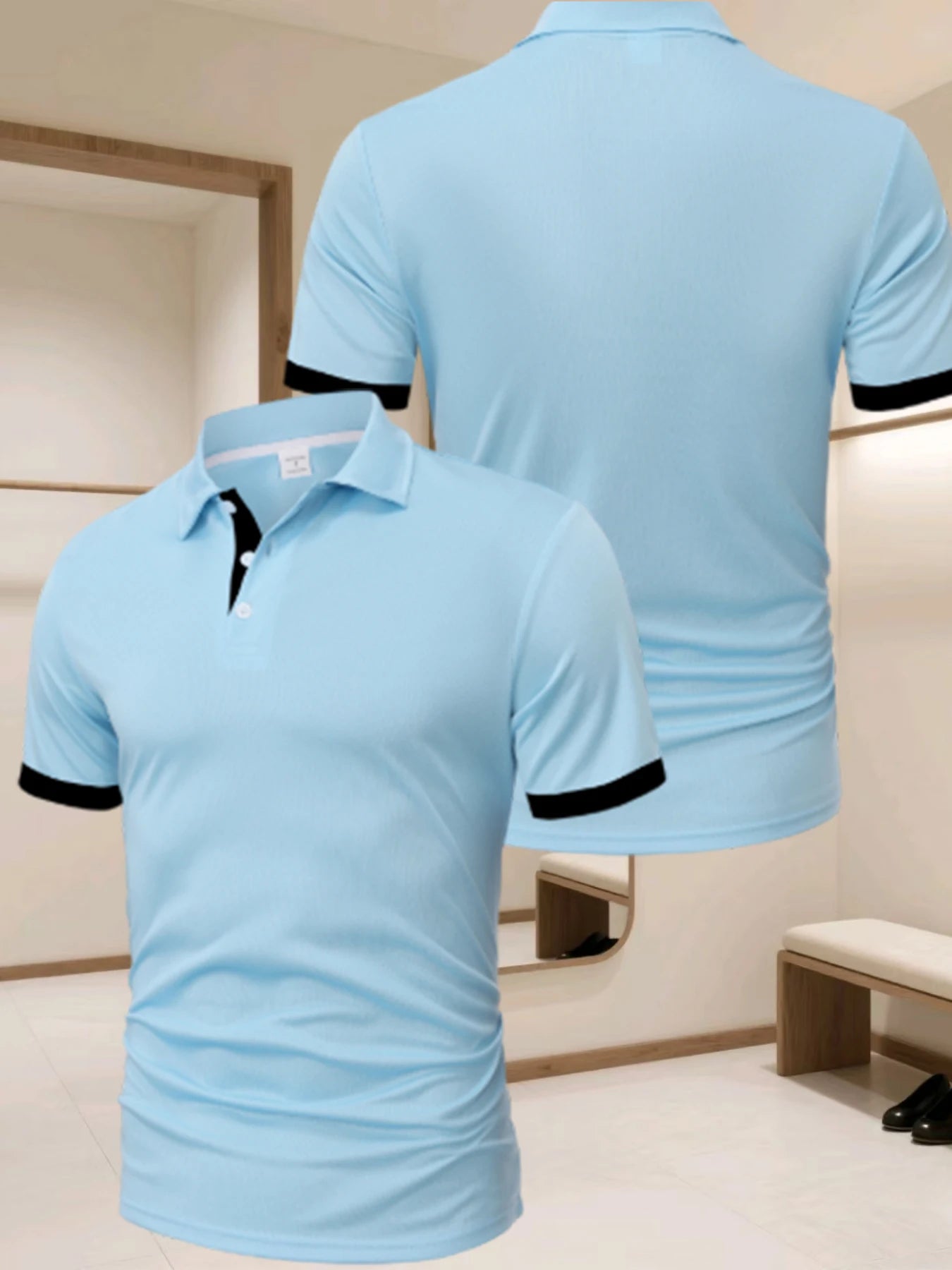 Haut de polo pour homme, haut de t-shirt de sport d'extérieur contrastant, polo de sport d'extérieur respirant pour homme, polo contrastant tendance