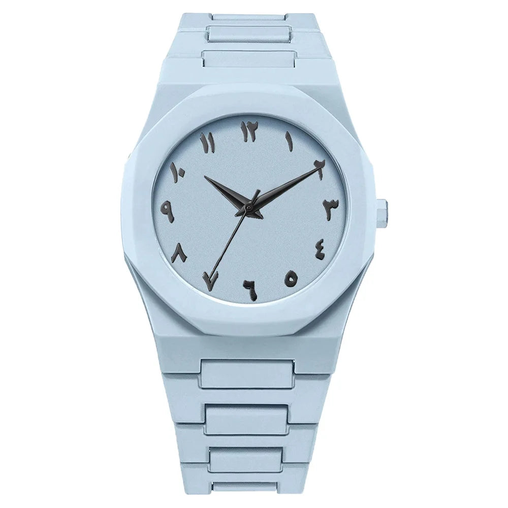 Nouvelle Montre Homme Tendance Simple Noire Montres Quartz Homme Chiffres Arabes Bracelet Casual Goutte d'Huile