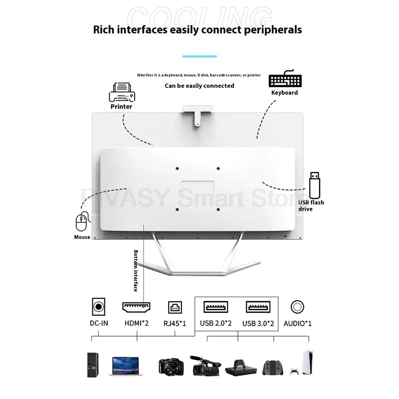 23.8 Inch New Ultra-Thin All-in-One Desktop PC FHD IPS 1920*1080 75Hz Convenient Support Wall-Mountable tv for Home Business