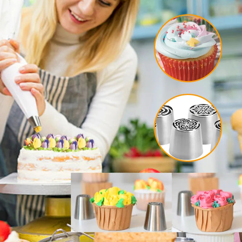 Stainless Steel Russian Framing Nozzle DIY Pastry Cream Decorating Nozzle Kitchen Baking Tools Framing Tools