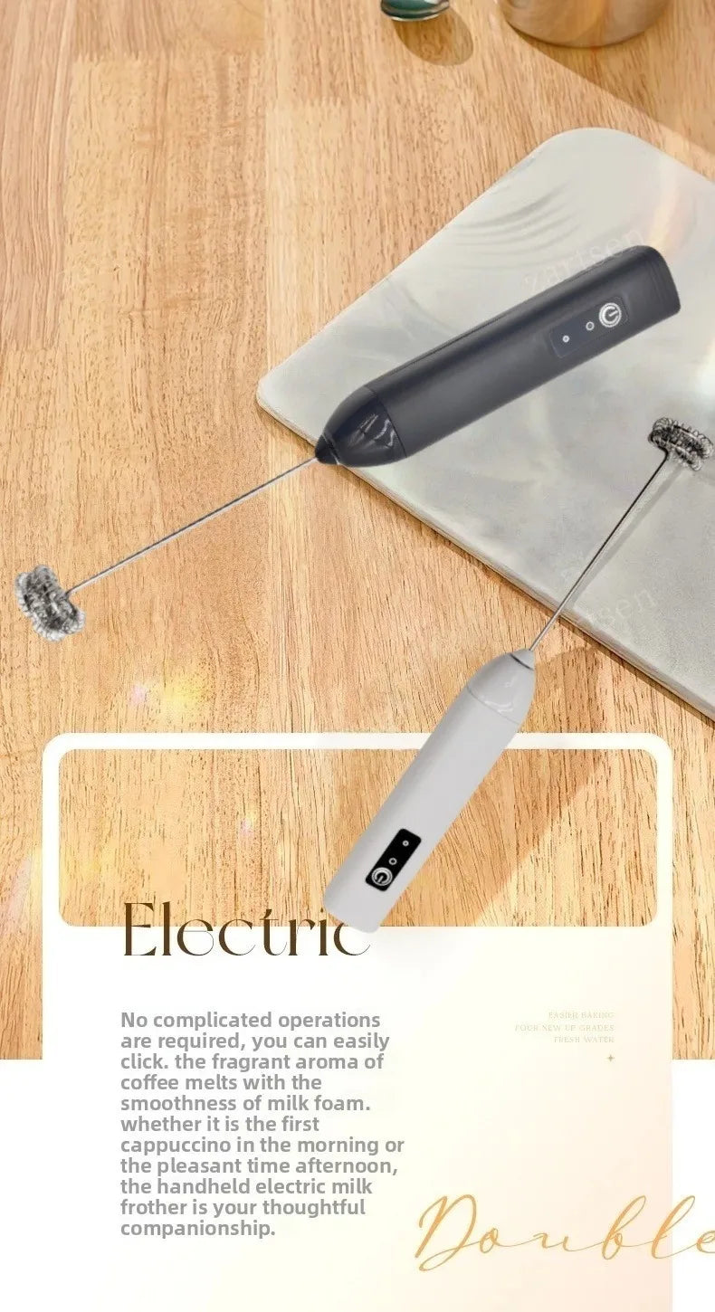 Mousseur à lait sans fil électrique Type-C Mixeur portatif en acier inoxydable Mini fouet pour café Cappuccino Crème