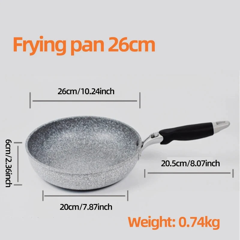 Langlebige Steinpfanne28/26/24/20cm Wok Antihaftpfanne Bratpfanne Kessel Induktionskochfeld Pfannen Pfannkuchen Eier Gasherd Zuhause