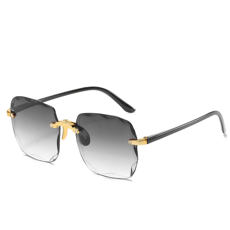 Randlose Damen-Sonnenbrille, modische Verlaufsgläser, Damensonnenbrille, Vintage-PC-Bügel, klassische Designer-Sonnenbrille für Herren