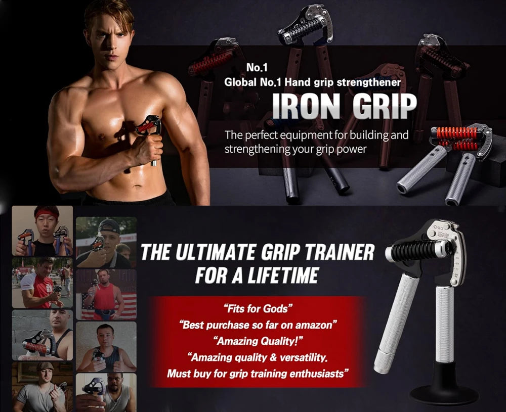Iron Grip Adjustable Hand Gripper Strengthener Grip Strength Trainer Hand Grip Exerciser Wrist Strengtheners Silent Durable