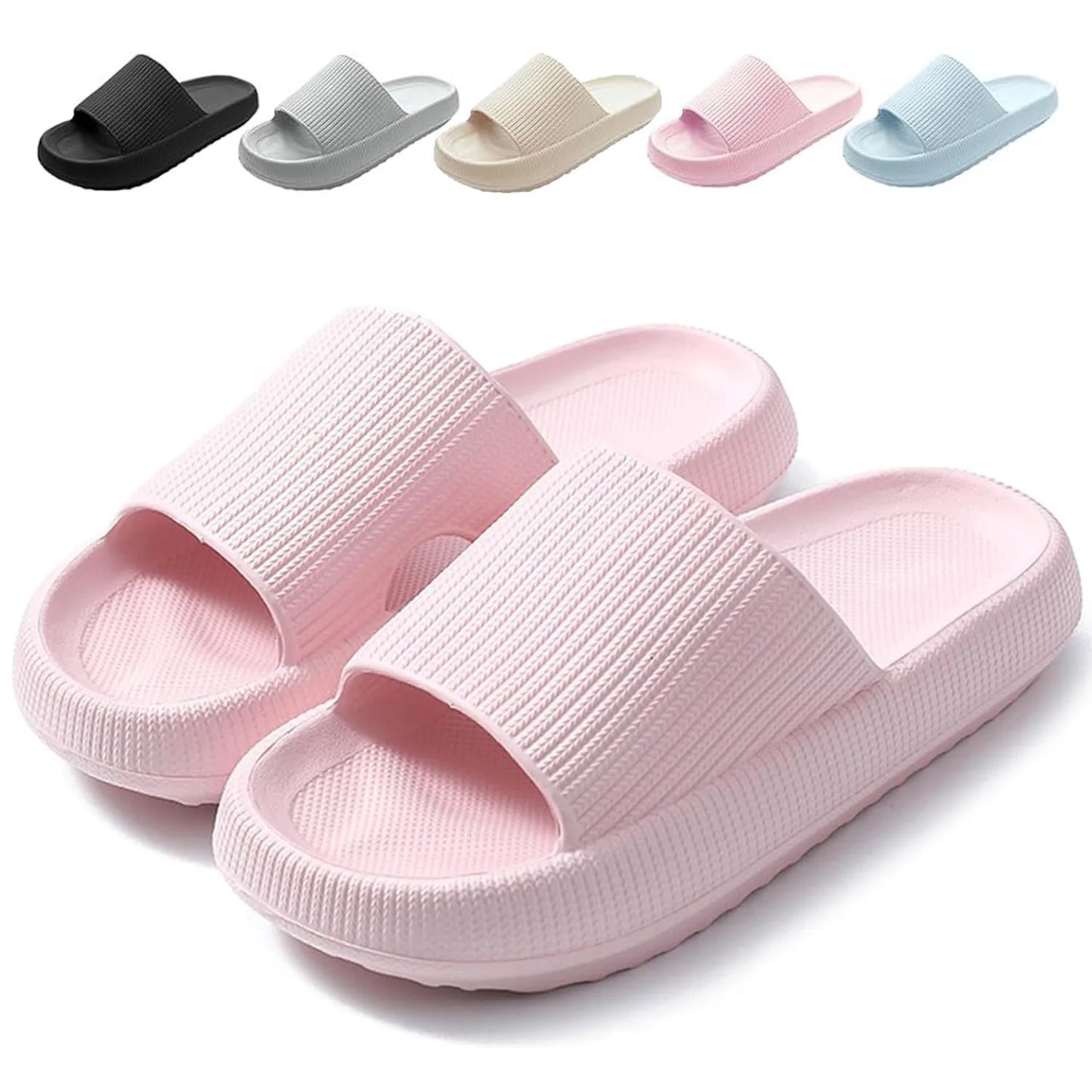 Sliders Cloud Slippers Non-Slip Mens Womens Slippers Cloud Sliders Soft Flip Flops with Thick Sole for Shower Bathroom