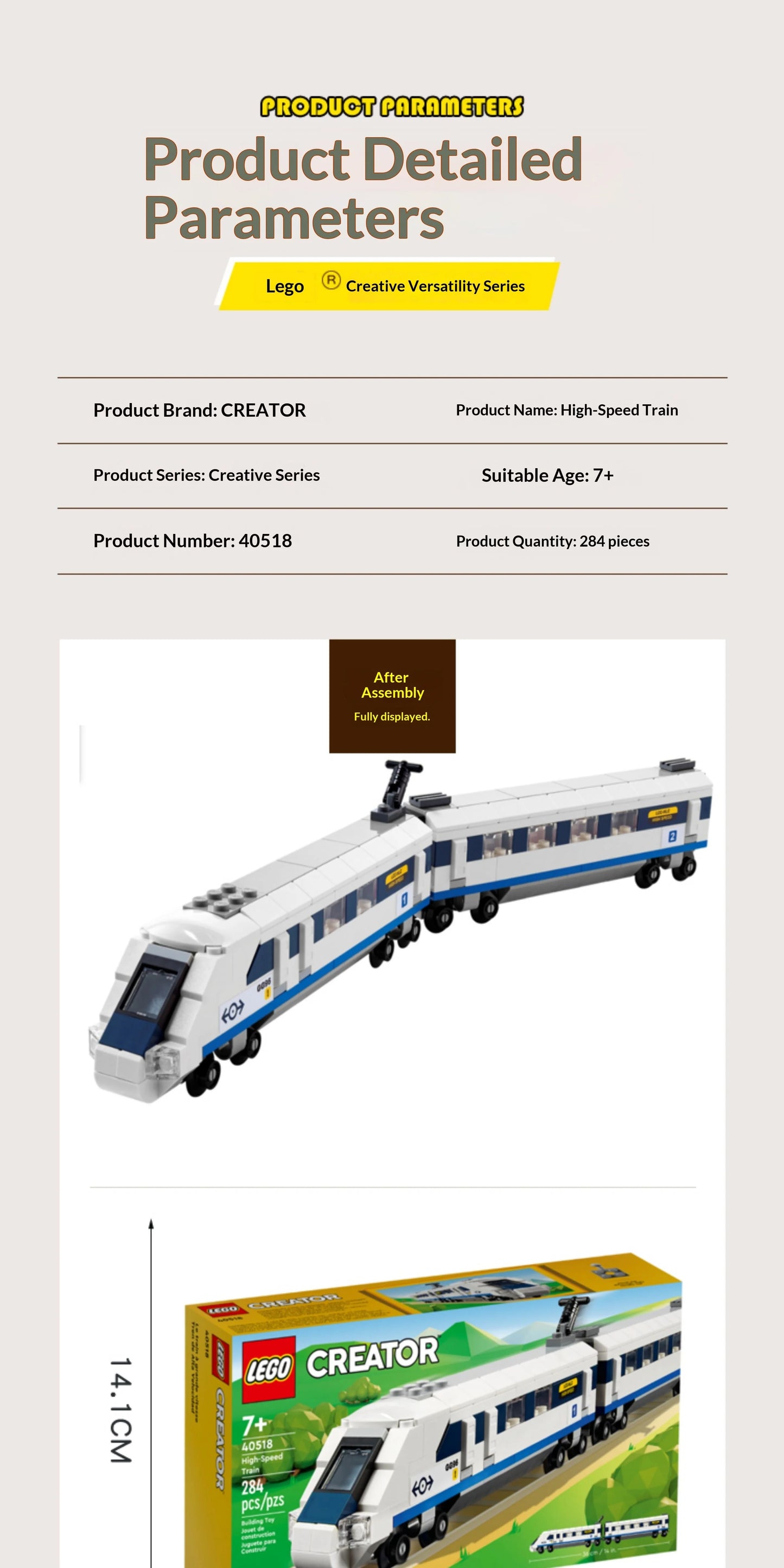 Lego Creative Versatile Series 40518 High Speed Train Boys and Girls Children's Puzzle Building Toy Gift