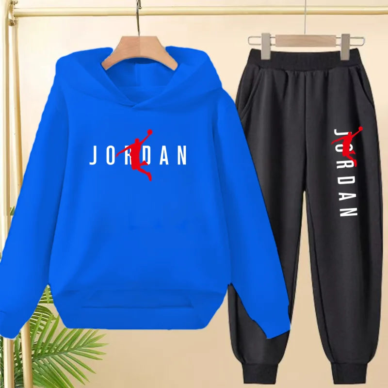 Ensemble mode décontracté de survêtement à capuche noir pour enfants, haut et pantalon, pour garçons et filles, bambins de 3 à 12 ans