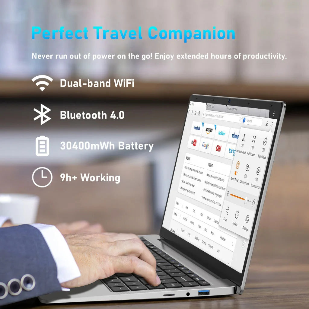 New Ultra Slim Laptop 14.1" 16GB RAM 2TB SSD Intel Pentium 4405U Notebook Gamer 1920*1080 Display Office Study Computer PC