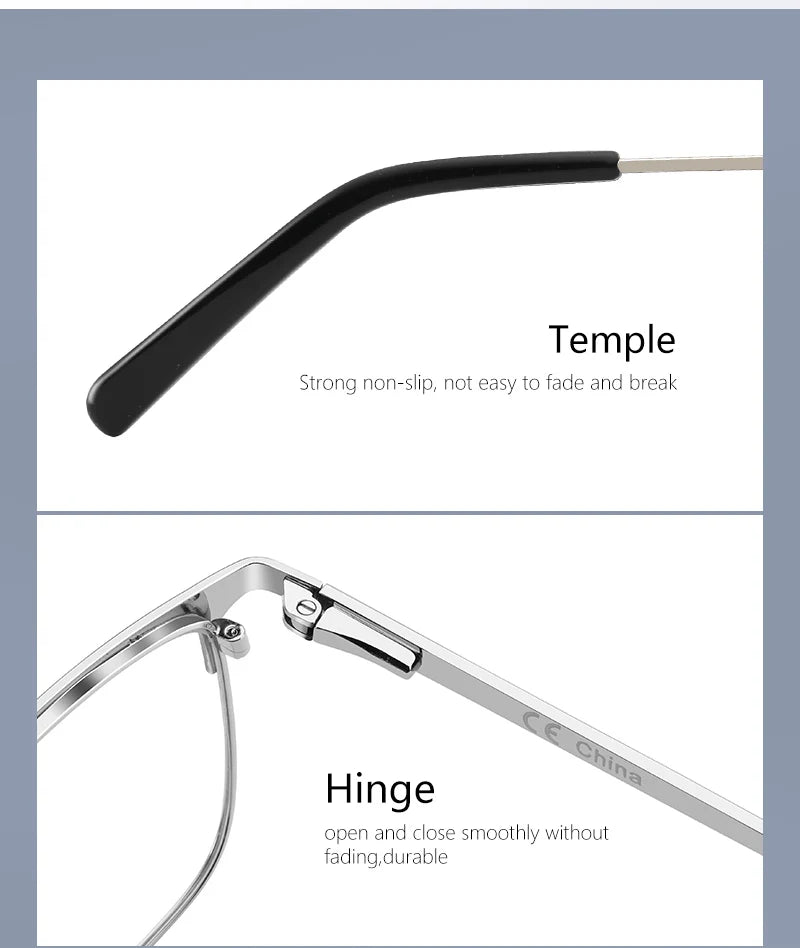 ZENOTTIC Lunettes de vue carrées pour hommes Tendance Myopie Lunettes de vue progressives pour femmes Anti-lumière bleue/Lunettes optiques photochromiques